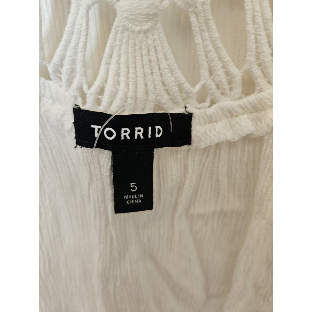 NWOT Torrid White Kimono Crochet Back LS Open Front Cover-Up Cardigan, 5X - Picture 2 of 5